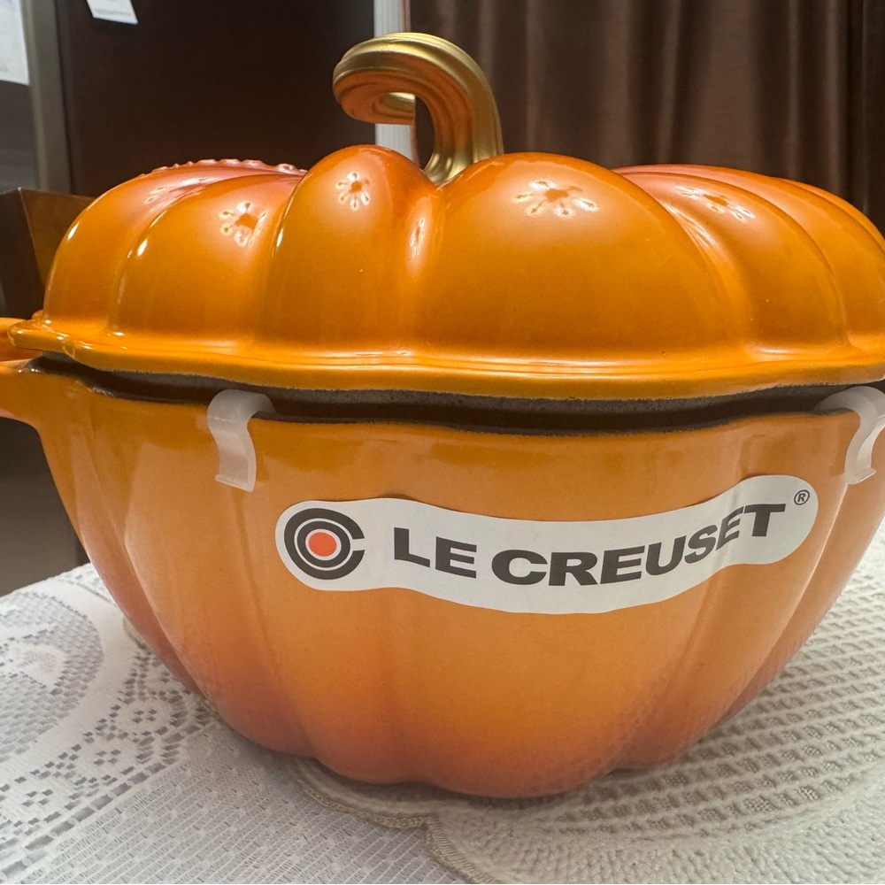SOLD OUT EVERYWHERE Le Creuset Pumpkin Dutch Oven in Marronnier with Gold Knob